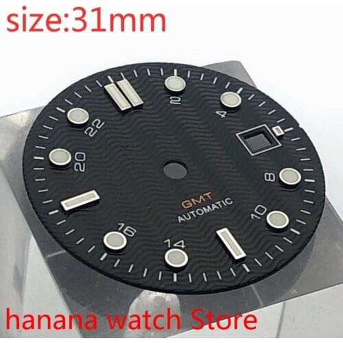 Watch parts Luminous black dial, with date, without Bliger logo, suitable for ETA 2824/2836 MH35 MH36 Miyota 8215/8205/821A