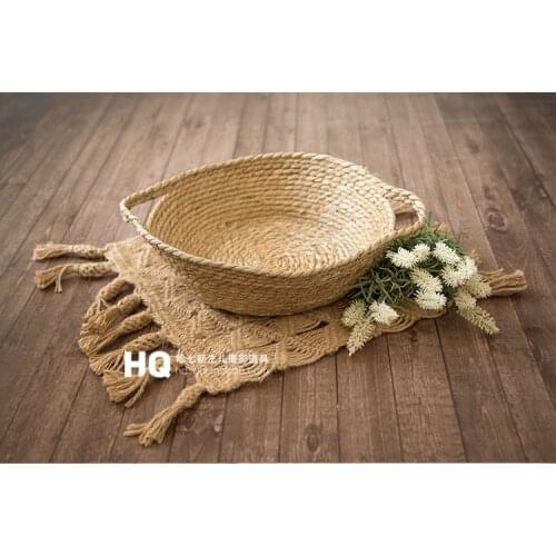 Fotografie Baby Props Vintage Woven Rattan Basket Newborn Photography Props Basket Baby Posing Sofa Bed Accessoire Bebe Photo