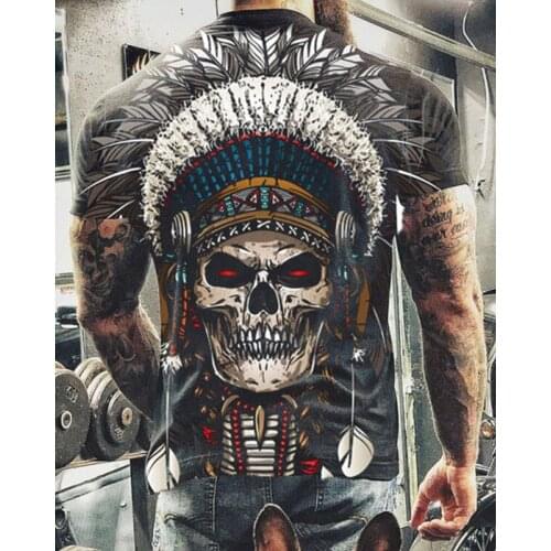 Summer New Skull T Shirt For Men Casual Oversized Short Sleeve Clothes Streetwear Hip Hop 3D Printing Top Tees