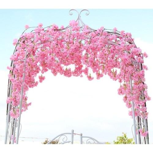 2.3M Artificial Cherry Blossom Flowers Wedding Garland Ivy Decoration Fake Silk Flowers Vine for Party Arch Home Decor String