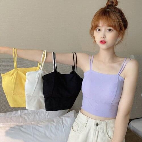 Summer Fashion Korean Style Sexy Cute Simple Arbitrary Collocation Beautiful Back Gather Solid Color Camisole Vest