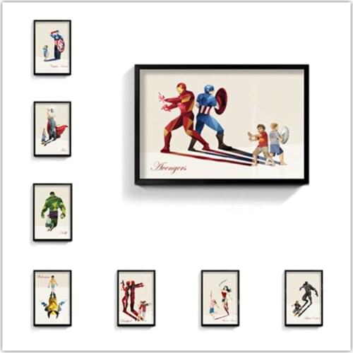 Marvel Avengers Superhero Creative Canvas Painting Poster Nursery Wall Art Living Room Childrens Bedroom Cuadros Decoration
