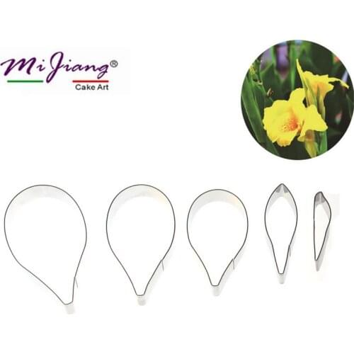 Mijiang New Stainless Steel Canna Petals Cutters Slicers Set DIY Fondant Cake Decorating Tools Sugar Pasty Cookie Mold A341