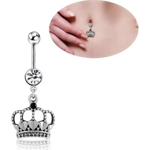 New Fashion Personality Sexy Love Heart Crown Belly Rings for Women Body Piecing Jewelry