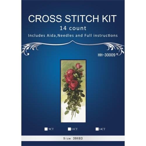 ONEROOM red vase rose flowers Cross Stitch Embroidery Kits 14CT Owl Animal Tree Cotton Thread Painting DIY Needlework DMC