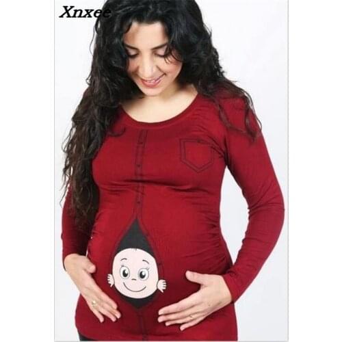 Autumn women maternity t-shirt full sleeve tops pregnancy clothes cartoon casual sweatshirt mothers maternity tops clothes