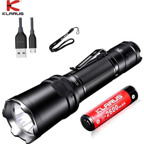 KLARUS XT11R Type-C Rechargeable Tactical Flashlight SST-20 max 1300LM throw 300 meter Dual-switch Torch 18650 2600mAh battery