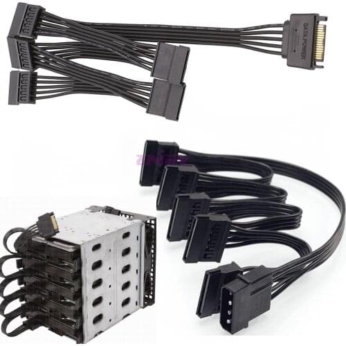 PC Server 4pin 4 pin IDE Molex 1 to 5 SATA 15 pin Adapter PCI-E Express Riser Card Splitter Power Cable Cord 18AWG for HDD SSD