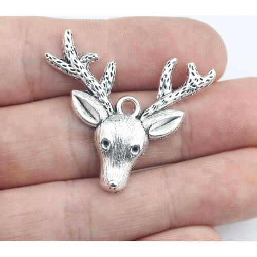 Newest 8Pieces 33*36.7mm Antique Silver Color Deer Charms Vintage Necklace Bracelet Pendant Tibetan Charms For Jewelry Making