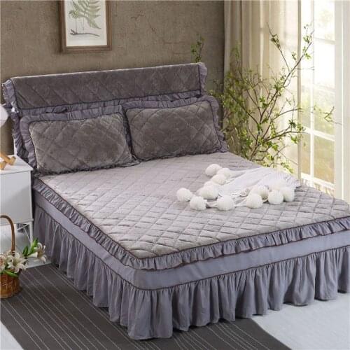 Coral Fleece Bed Skirt Solid Color Extra Soft Velvet Sheets Bedspreads King/Queen/Full/Single Size Bed Cover for Mattress
