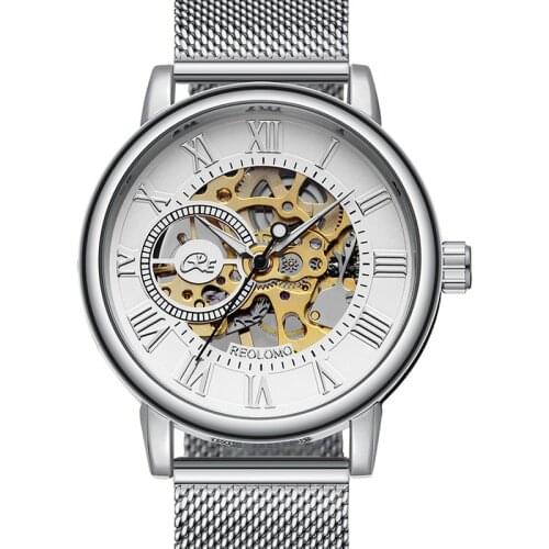 Factory direct watch woven mesh with gold through manual watch mens foreign trade popular watch wholesale