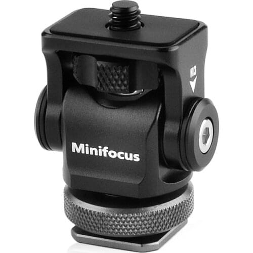 MINIFOCUS Hot Shoe Adjustable Mount Base Monitor Flash Adapter Microphone Bracket Holder with 180 Degree Tilt Arm Rotary Stand