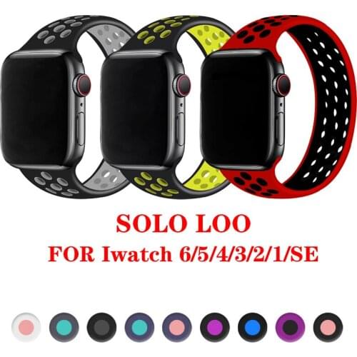Solo Loop for Apple Watch Band 44mm 40mm 42mm 38mm Breathable Elastic Silicone strap for iWatch apple watch 6/5/4/3/2/1/SE 44 mm