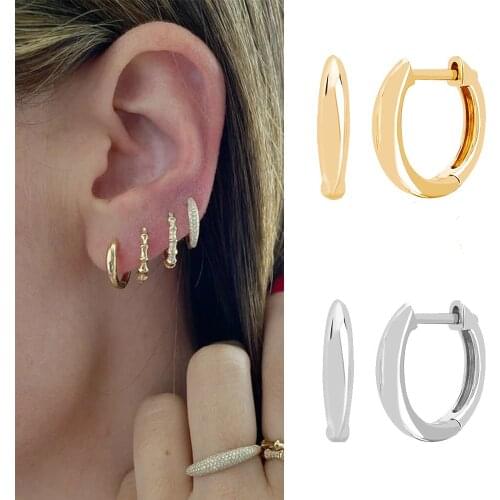 Glossy EARRINGS Metal high sense 2020 womens European and American fashion gold simple geometric Earrings