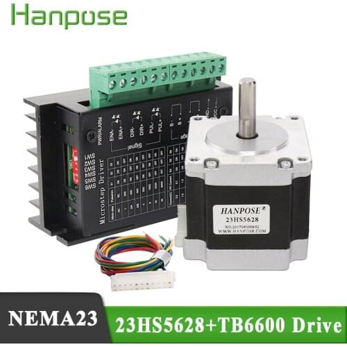 Free shipping Nema 23 Stepper Motor 23HS5628 4-lead 57 Series motor 2.8A with Hybrid Driver TB6600 for CNC Engraving Machine