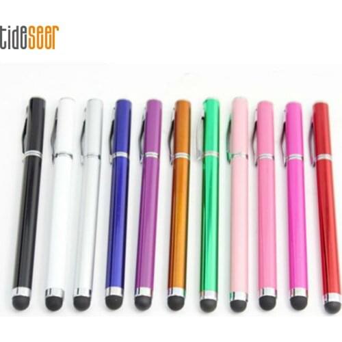 100pcs 2 in 1 Capacitice Stylus Touch Screen Pen Ballpoint Pens For iPhone Samsung Galaxy Tablet PC Cellphone