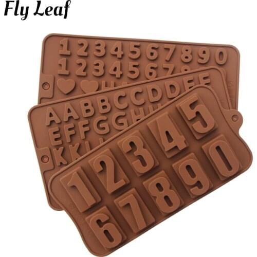 Fly Leaf 3D Silicone Mold DIY Letter Number Chocolate Candy Jelly Pudding Mould Cake Decoration Molds Baking Tool Accessories