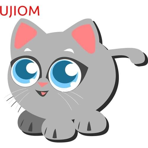 UJIOM Gray Kitten Sticker Wallsticker Wallpaper Cartoon Animal Sticker House Decor Removable PVC Decals Japanese Art Decoration