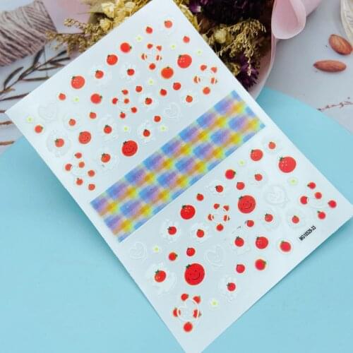 High Quality Fashion Hot Selling Nail Stickers Thin Light Traceless Dry Nail Decals Back Adhesive Flowers & Tomotoes Nail Art