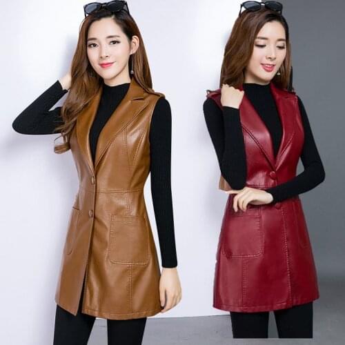 2021 New Fashion PU Leather Vests Women Slim Fit Casual Faux Leather Vest Female Sleeveless Vest for Women Leather Jacket Y2