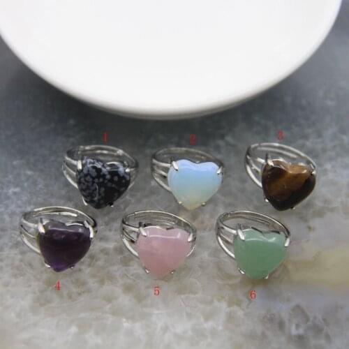 Love Heart Shaped Adjustable Ring Womens Jewelry Gift,Quartz Crystal Finger Rings For Wedding Engagement Bridal Wedding