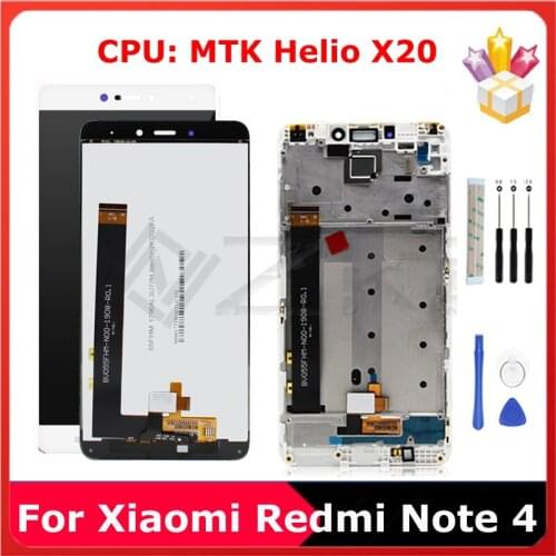 For Xiaomi Redmi Note 4 Hongmi Note4 MTK Helio X20 Cellphone Digitizer LCD Display Touch Screen Assembly With Frame Spare Parts