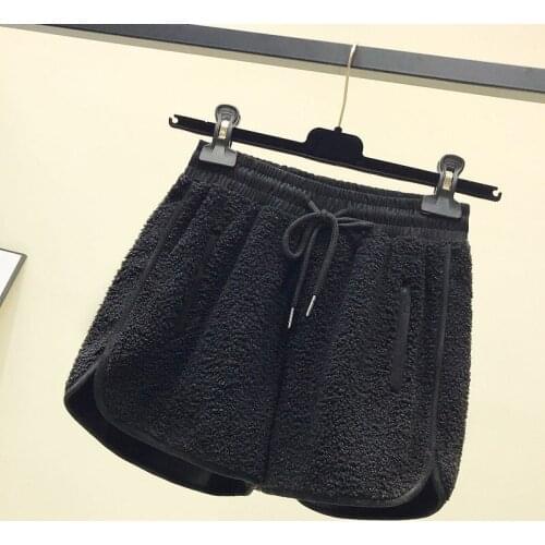 Winter Shorts Women Wool Boots Shorts Loose Mini Short Pants With Pockets Ladies Relax Clothes