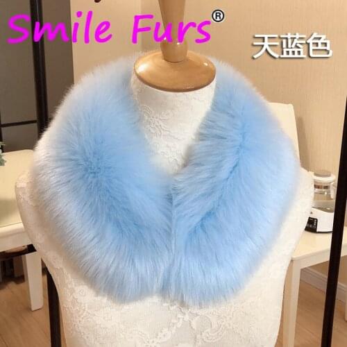 Qearlstar Winter Warm 55cm Fashion Women Men Faux Fur Scarf Luxury Jackets Hood Fur Collar Decor Girl Neckerchief Wraps YT19