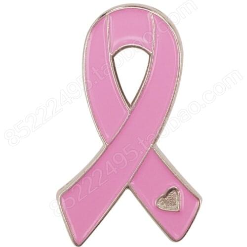 Breast Cancer Awareness Heart Pink Ribbon Lapel Pins