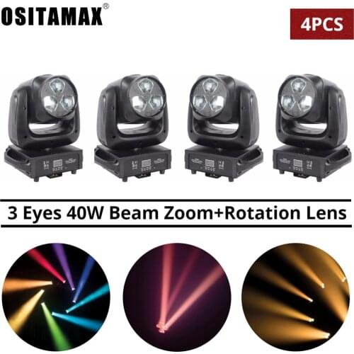 3x40w LED Beam Zoom Moving Head Light RGBW Wash Effect DJ Stage Lighting DMX512 Sound Actived Disco Light Rotation Lens Club Bar