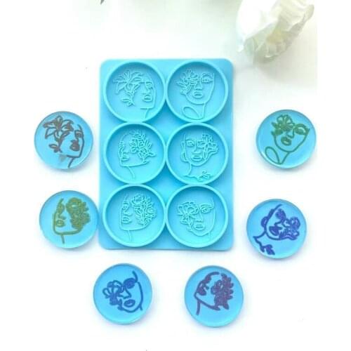 6 Round Female Heads Mobile Phone Holder Epoxy Resin Mold Phone Grip Decorations Casting Silicone Mould DIY Crafts Plaster Makin