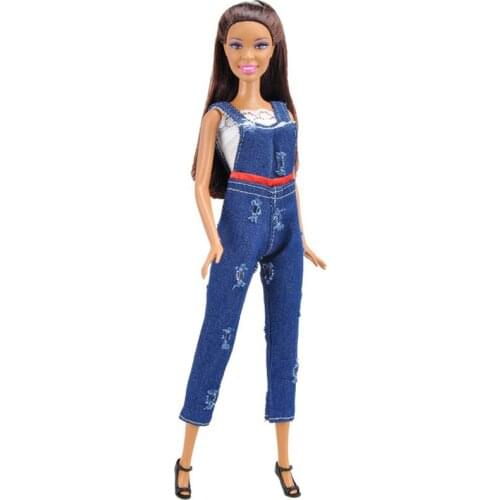 80s Fashion Tops Jeans Outfit Suit Set for Barbie 11 Inches BJD FR SD Doll Clothes Dollhouse Role Play Accessories