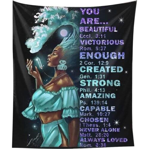African American Black Girl Wall Tapestry Abstract Galaxy Women Hanging Art