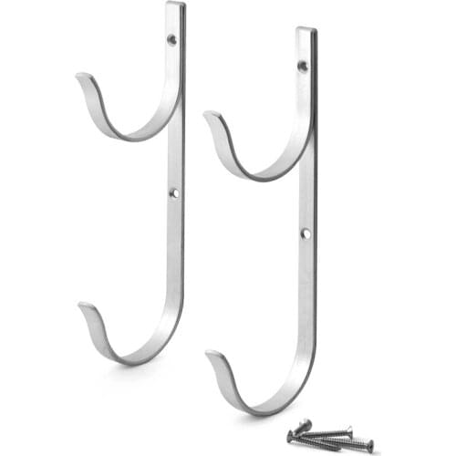 Pool Pole Hanger Premium 2Pcs Aluminium Holder Set, Perfect Hooks for Telescopic Poles, Skimmers, Leaf Rakes, Nets, Brushes, Vac