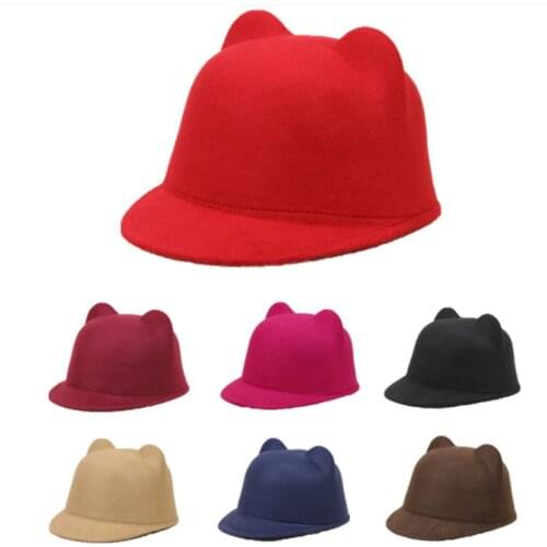 MYZOPER 2019 Cat Ears Casual Tide New Fashion Baseball Cap Solid Color Spring Autumn Wool WomenS Cap