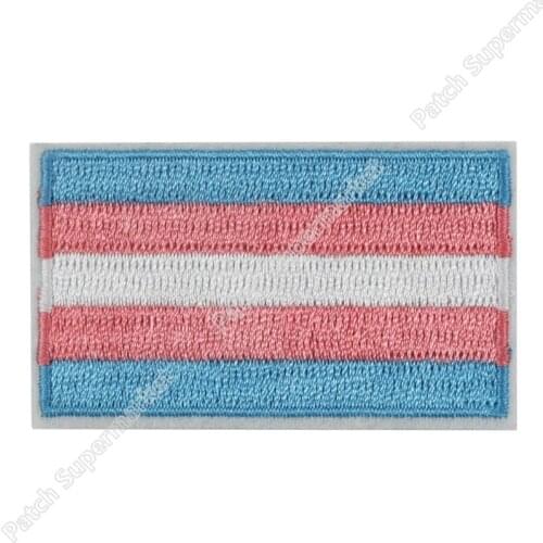 3" Transgender Pride Flag GAY LESBIAN LGBT EMBROIDERED IRON ON PATCHES CREST BADGE For clothing clothes baseball cap bag