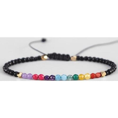 Natural Crystal Yoga Seven Chakras Healing Balance Bracelet Handmade Reiki Prayer 7 Colors Stone Bracelets