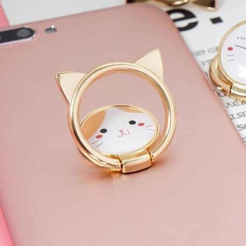1Pc Cartoon Cat Mobile Phone Holder Non-slip Metal Ring Frame Phone Stand For IPhone Ipad Smartphone soporte para telefono movil