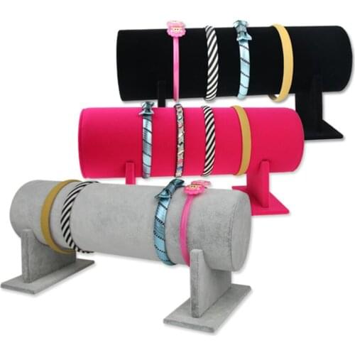 Women Girl Ladies Hair Hoop Display Rack Syn Suede for Prop Colorful Rack