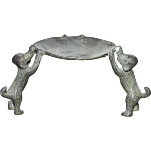 China Old Beijing Old Goods Pure Copper Dog Wax Lamp Stand