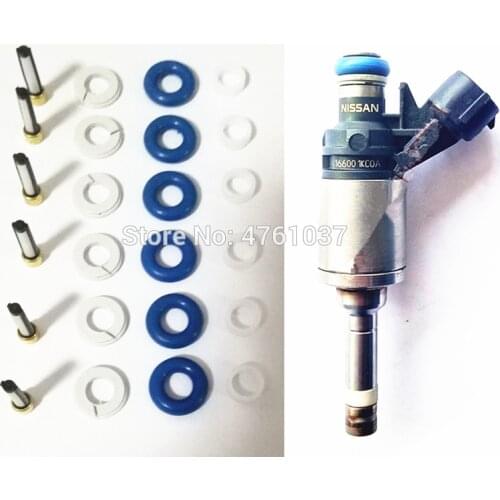 Free Shipping 6 Sets GDI fuel injector repair kit for Nissan Juke 2011-2013 1.6L Replacement filter oring and seals (AY-RKG904)