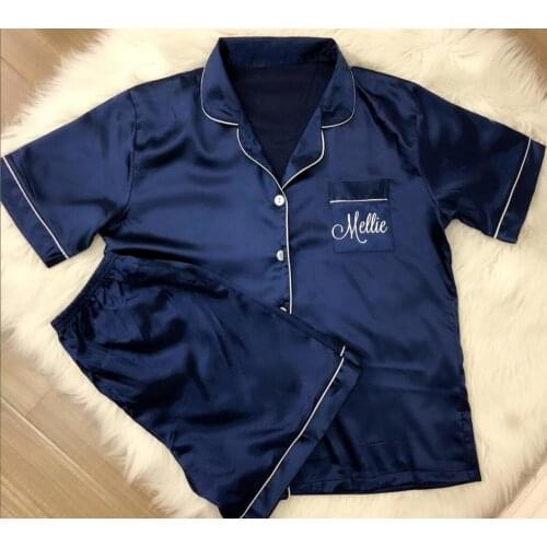 Personalized Pajamas Silk Bridesmaids Short + Shirt set Bridal shorts bridesmaid pajamas, bridesmaid proposal gifts