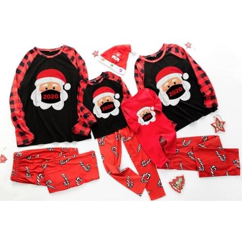 Family Christmas Pajamas Set Baby Christmas Letter Print Adult Children Tops + Pants Pajamas 2 Pieces Home Service Set