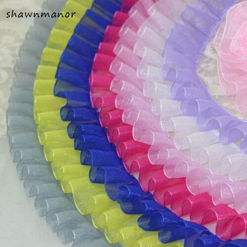 25Meters Colored Organza Lace Trim 2CM Width Chiffon Fold Over Lace Fabric For Sewing Dress Accessories Hometextile