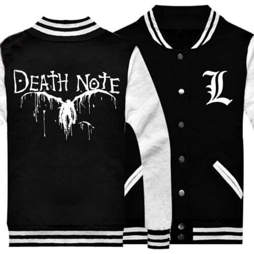 Death Note Jacket Coat Casual Men Clothing autumn Winter Single Breasted Baseball Sweatshirt