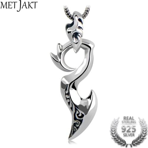 MetJakt Real 925 Sterling Silver Pendants & Dragon Wing Charm Necklace for Cool Men Vintage Thai Silver Jewelry (Just Pendant)