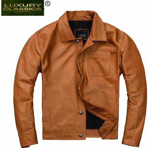 Leather Real Streetwear Motorcycle Jacket Men Fashion 2021 Casual Sheepskin Genuine Leather Coat Casual Fit Clothes 1917