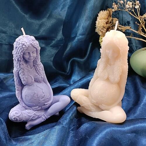 New Large Size Greek Goddness Gaia Mother Earth Candle Mold Resin Silicone Clay Mould Sexy Lady Pregnant Woman 3D Molds