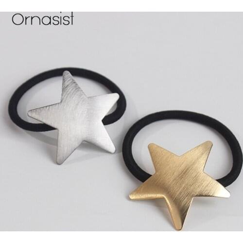 New Fashion Korean Hair Jewelry Personality Star Hair Head Rope Brushed Metal Tie Hair Band Hair Rope