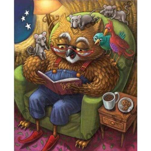 New Arrive Reading Owl DIY 5D Diamond Mosaic Diamond Painting Cross Stitch Kit Diamonds Embroidery Full Square Drill Home Decor